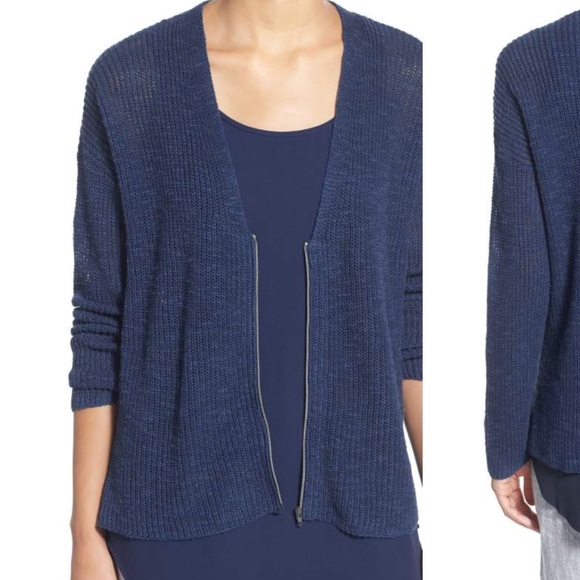 Eileen Fisher Sweaters - Eileen Fisher Organic Linen & Cotton Zip Cardigan